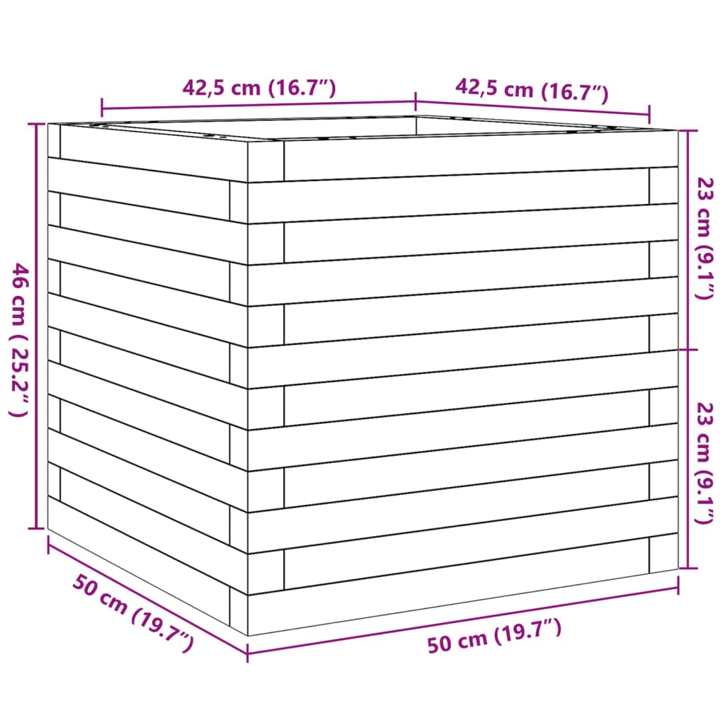 Ζαρντινιέρα Κήπου Λευκή 50x50x46 εκ. από Μασίφ Ξύλο Πεύκου