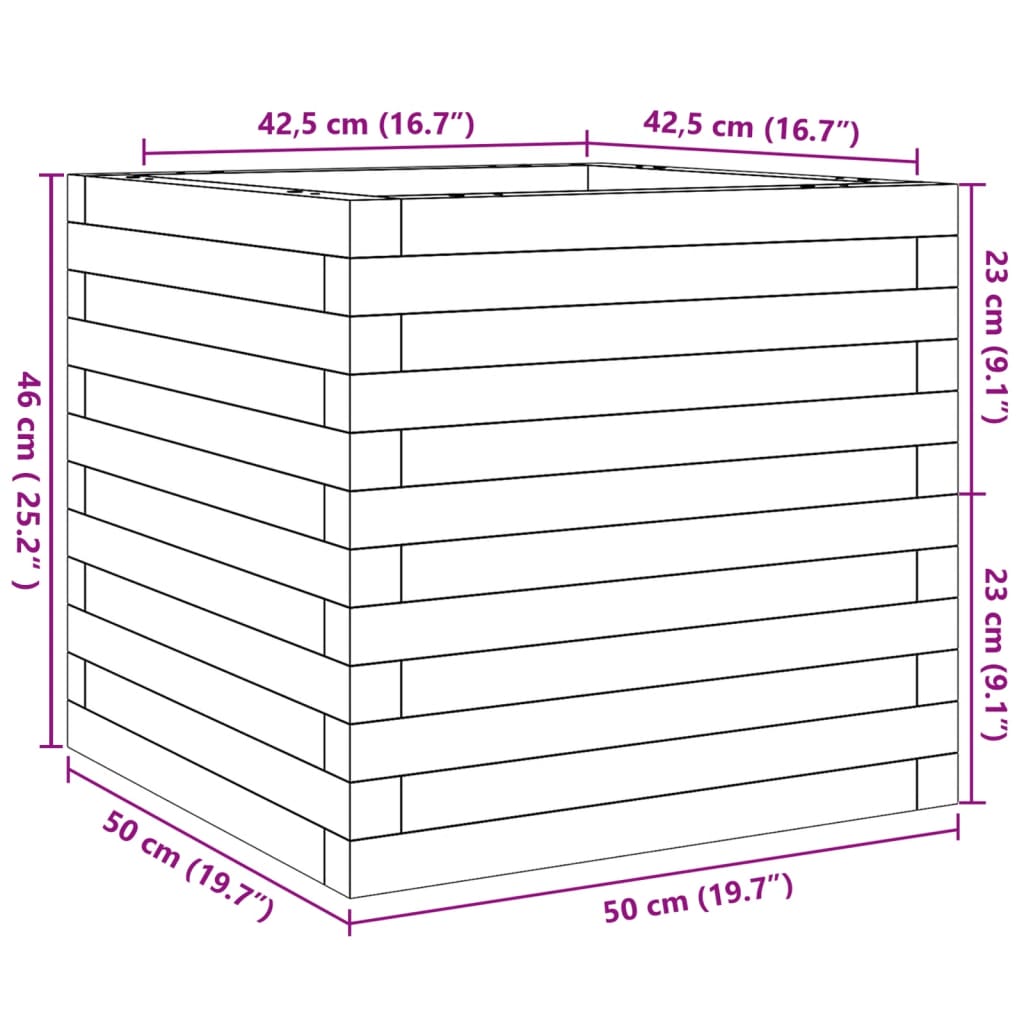 Ζαρντινιέρα Καφέ Κεριού 50x50x46 εκ. από Μασίφ Ξύλο Πεύκου