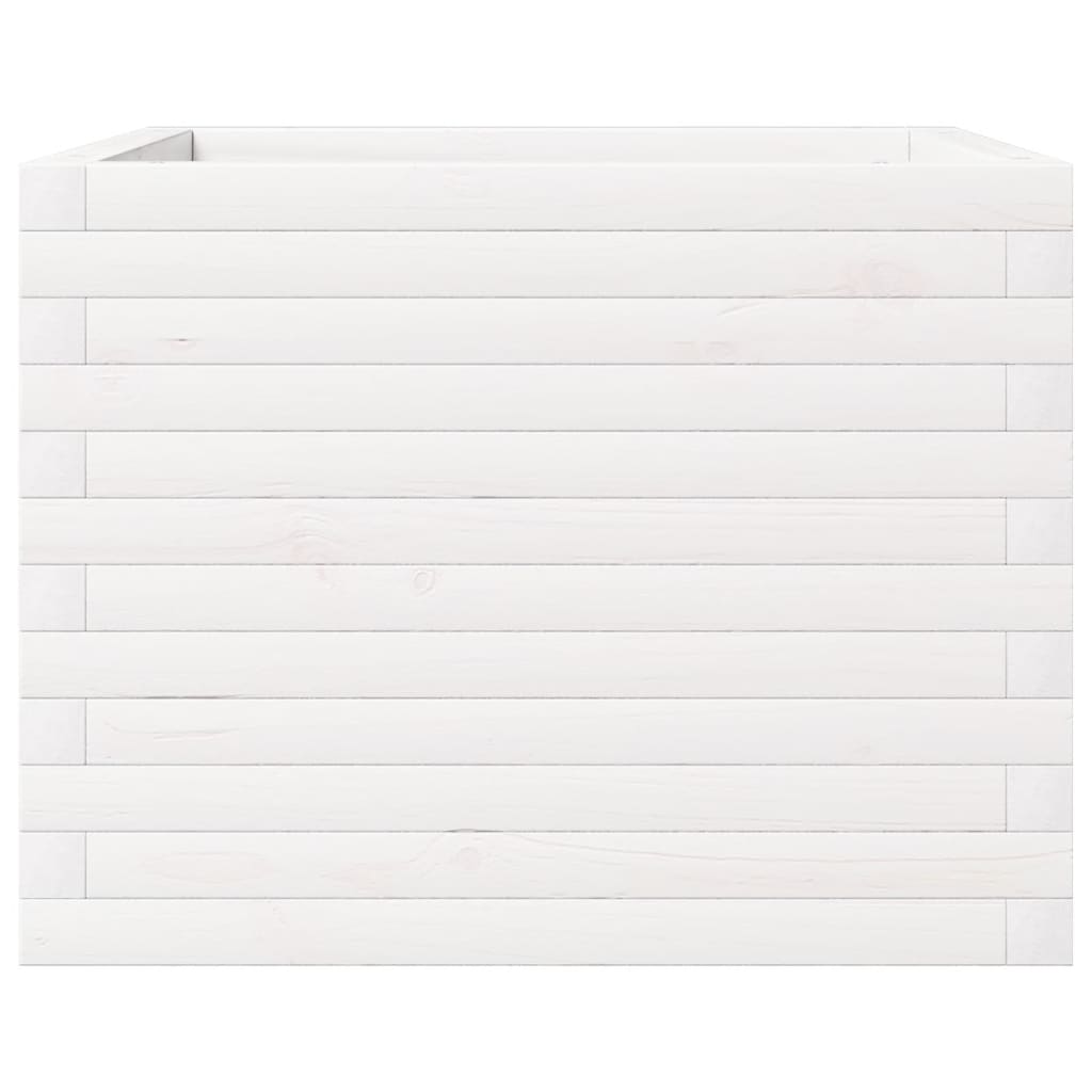 Ζαρντινιέρα Κήπου Λευκή 60x60x46 εκ. από Μασίφ Ξύλο Πεύκου