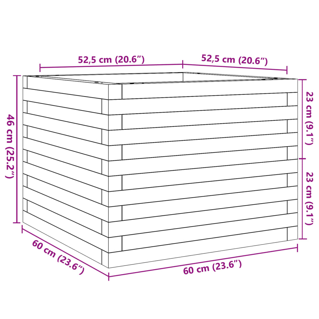 Ζαρντινιέρα Κήπου 60x60x46 εκ. από Εμποτισμένο Ξύλο Πεύκου