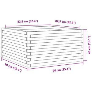 Ζαρντινιέρα Κήπου Λευκή 90x90x46 εκ. από Μασίφ Ξύλο Πεύκου