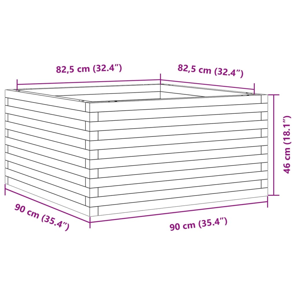 Ζαρντινιέρα Καφέ Κεριού 90x90x46 εκ. από Μασίφ Ξύλο Πεύκου