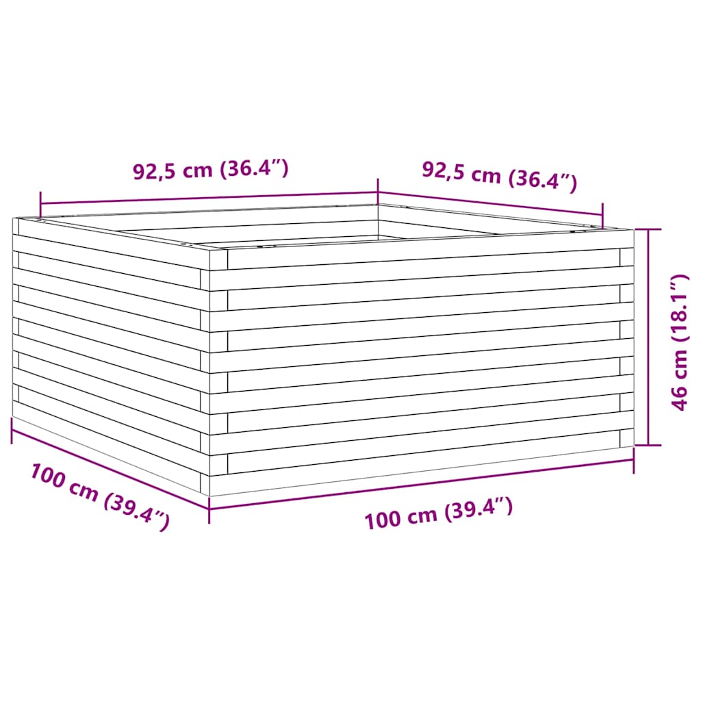 Ζαρντινιέρα Κήπου 100x100x46 εκ. από Μασίφ Ξύλο Ψευδοτσούγκας