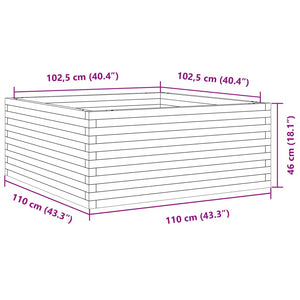 Ζαρντινιέρα Κήπου Λευκή 110x110x46 εκ. από Μασίφ Ξύλο Πεύκου