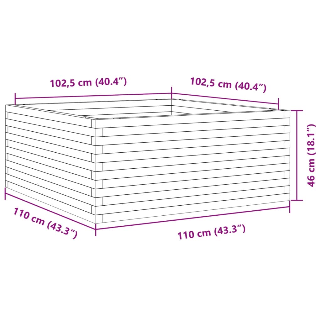 Ζαρντινιέρα Καφέ Κεριού 110x110x46 εκ. από Μασίφ Ξύλο Πεύκου