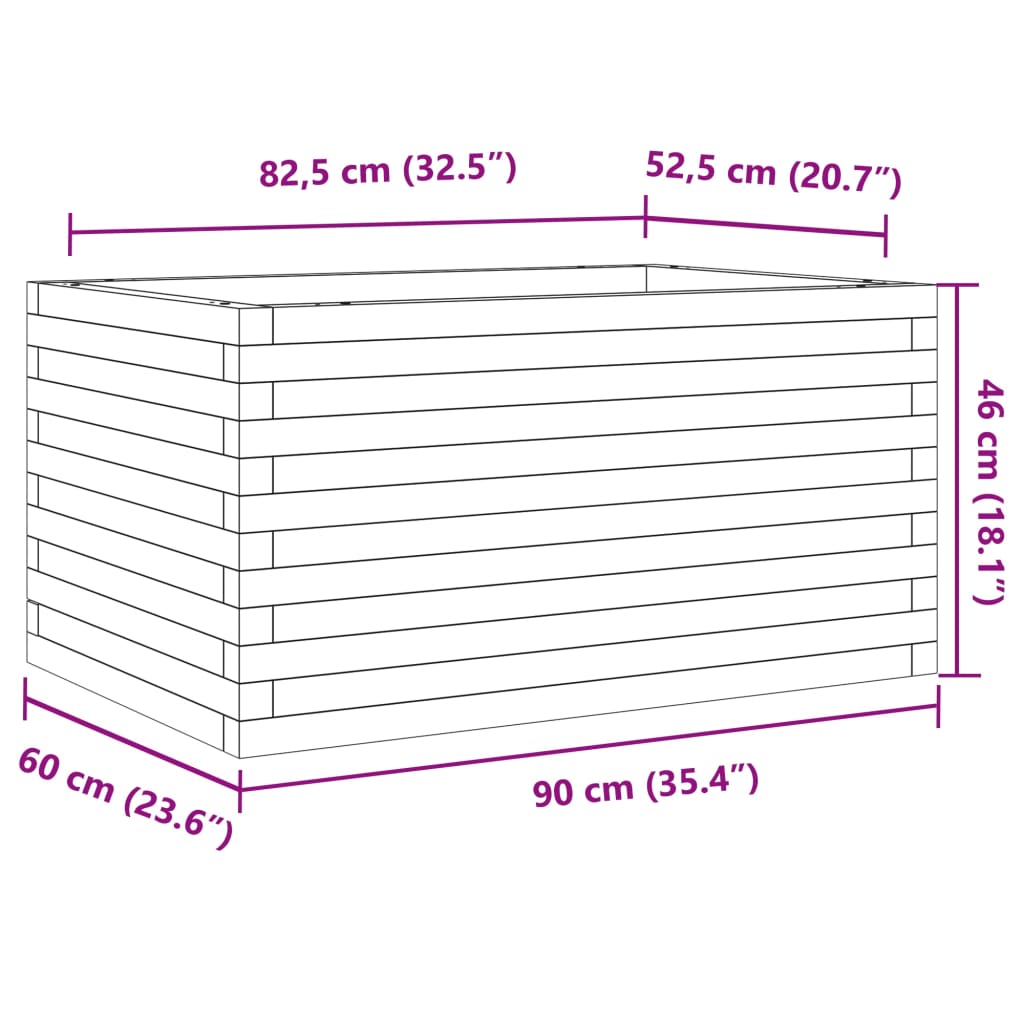 Ζαρντινιέρα Λευκή 90x60x46 εκ. από Μασίφ Ξύλο Πεύκου