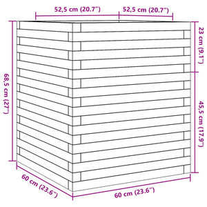 Ζαρντινιέρα Καφέ Κεριού 60x60x68,5 εκ. από Μασίφ Ξύλο Πεύκου