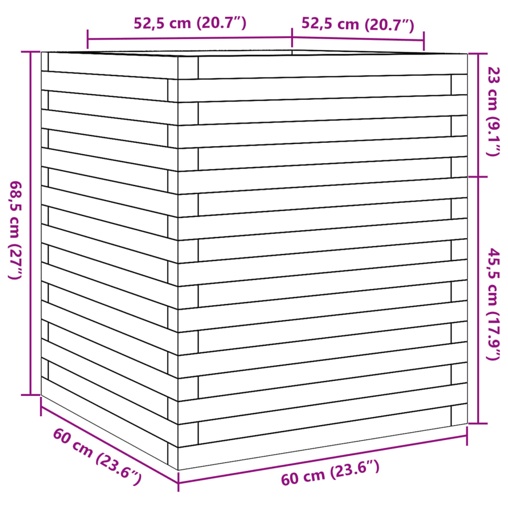 Ζαρντινιέρα Κήπου 60x60x68,5 εκ. από Εμποτισμένο Ξύλο Πεύκου