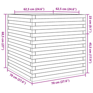 Ζαρντινιέρα Κήπου Λευκή 70x70x68,5 εκ. από Μασίφ Ξύλο Πεύκου
