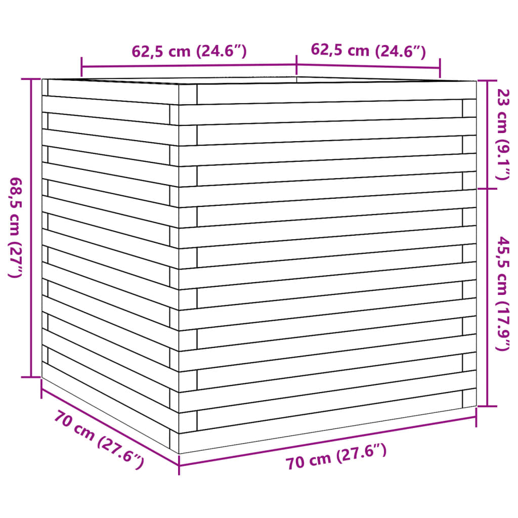 Ζαρντινιέρα Κήπου 70x70x68,5 εκ. από Μασίφ Ξύλο Ψευδοτσούγκας - Pakobazaar