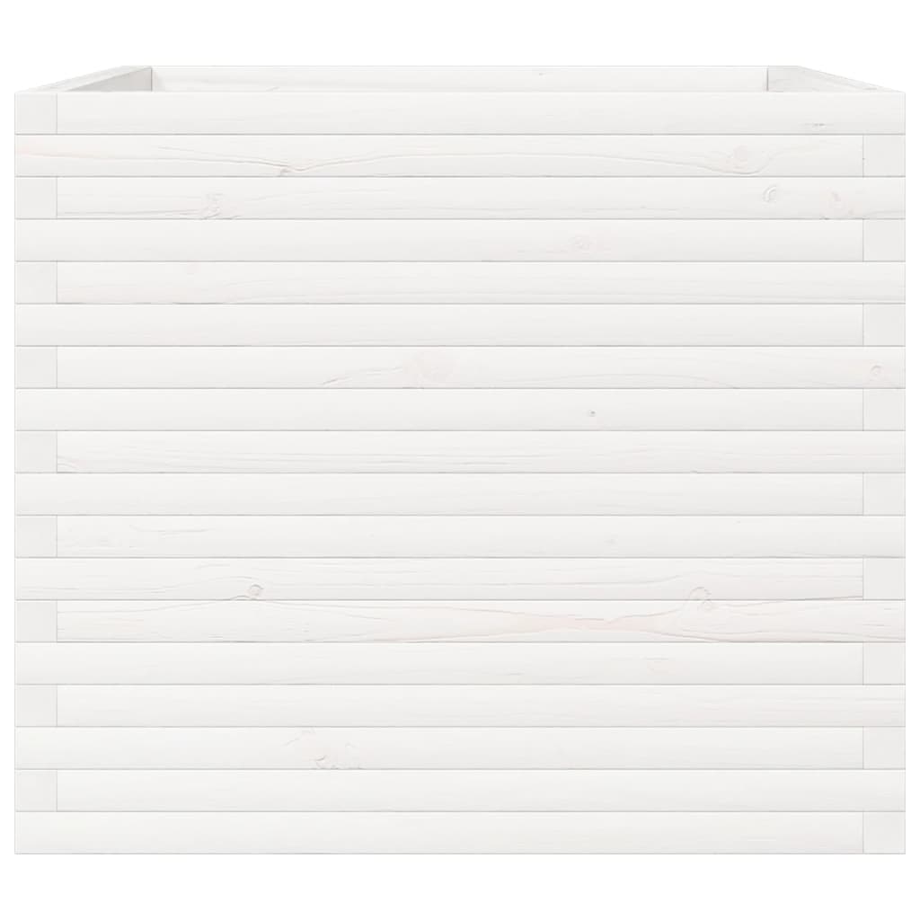 Ζαρντινιέρα Λευκή 80x80x68,5 εκ. από Μασίφ Ξύλο Πεύκου