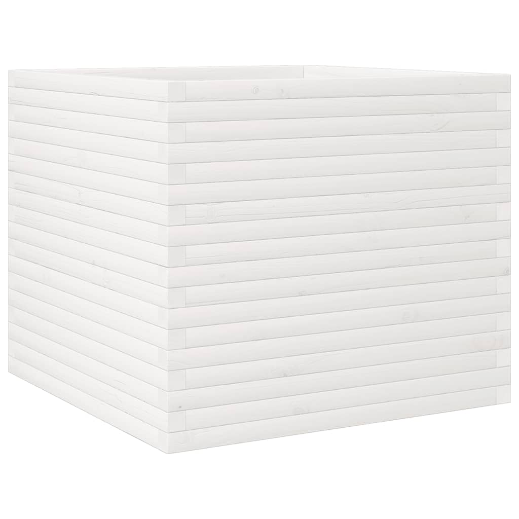 Ζαρντινιέρα Λευκή 80x80x68,5 εκ. από Μασίφ Ξύλο Πεύκου
