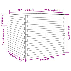 Ζαρντινιέρα Λευκή 80x80x68,5 εκ. από Μασίφ Ξύλο Πεύκου