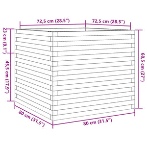 Ζαρντινιέρα Κήπου 80x80x68,5 εκ. από Μασίφ Ξύλο Ψευδοτσούγκας