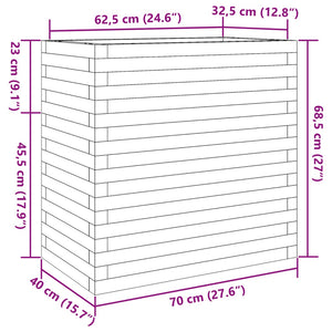 Ζαρντινιέρα Κήπου Λευκή 70x40x68,5 εκ. από Μασίφ Ξύλο Πεύκου