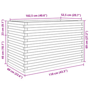 Ζαρντινιέρα Κήπου 110x60x68,5 εκ από Μασίφ Ξύλο Πεύκου