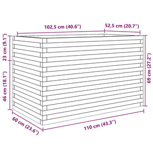 Ζαρντινιέρα Κήπου Λευκή 110x60x68,5 εκ. από Μασίφ Ξύλο Πεύκου
