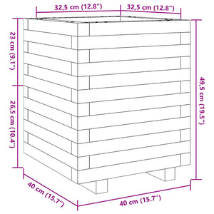 Ζαρντινιέρα Λευκή 40x40x49,5 εκ από Μασίφ Ξύλο Πεύκου