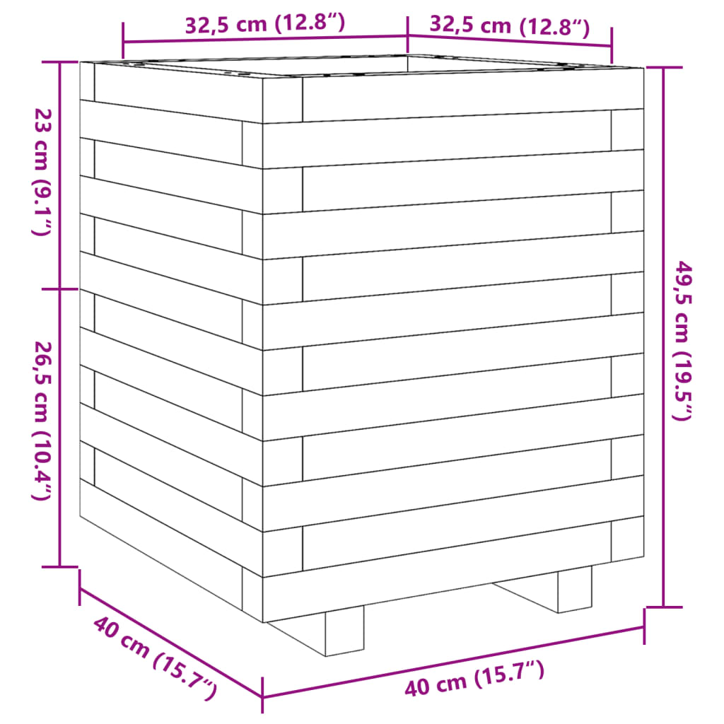 Ζαρντινιέρα Λευκή 40x40x49,5 εκ. από Μασίφ Ξύλο Πεύκου