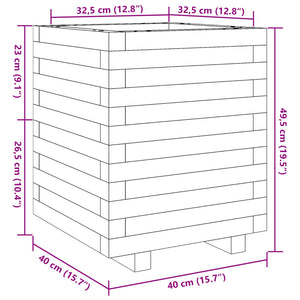 Ζαρντινιέρα Λευκή 40x40x49,5 εκ. από Μασίφ Ξύλο Πεύκου
