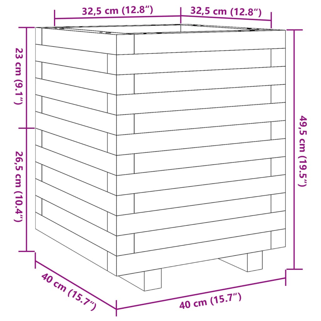 Ζαρντινιέρα 40x40x49,5 εκ. Εμποτισμ. Ξύλο Πεύκου