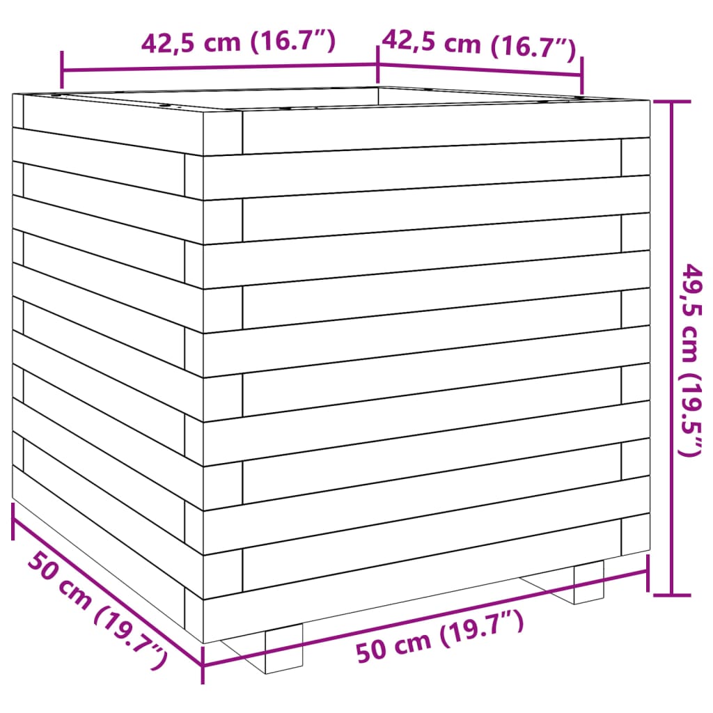 Ζαρντινιέρα Λευκή. 50x50x49,5 εκ από Μασίφ Ξύλο Πεύκου