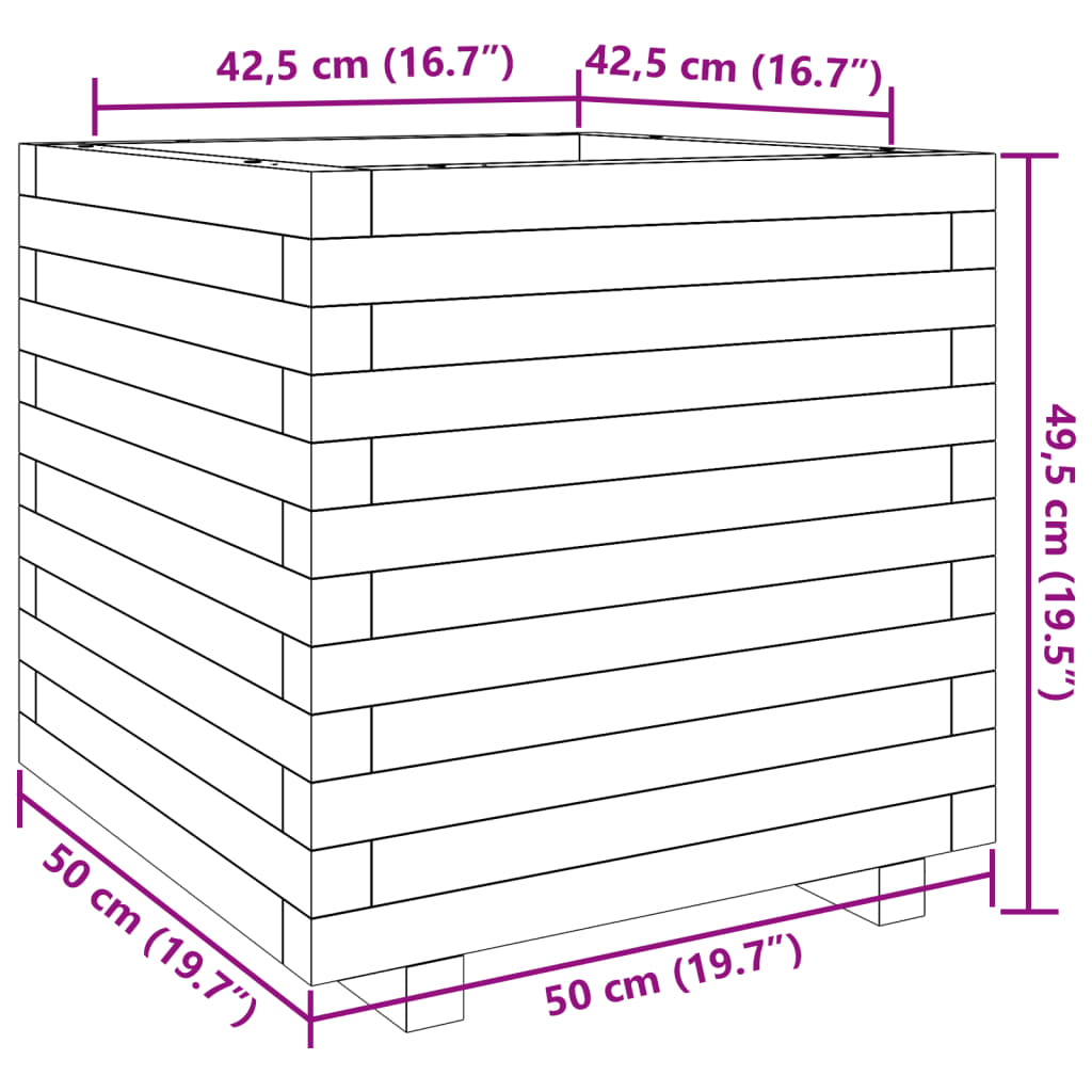 Ζαρντινιέρα Καφέ Κεριού 50x50x49,5 εκ. από Μασίφ Ξύλο Πεύκου