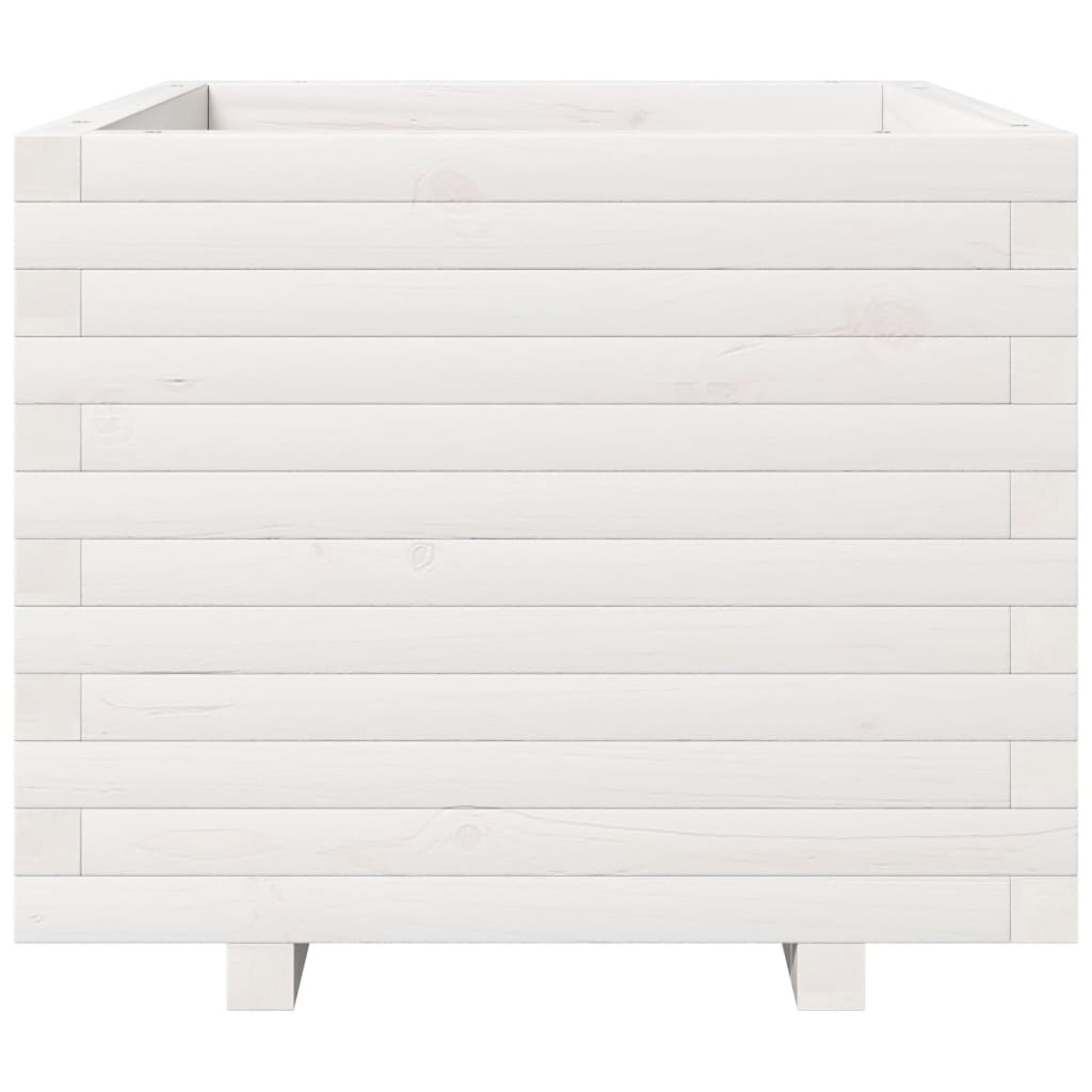 Ζαρντινιέρα Κήπου Λευκή 60x60x49,5 εκ. από Μασίφ Ξύλο Πεύκου