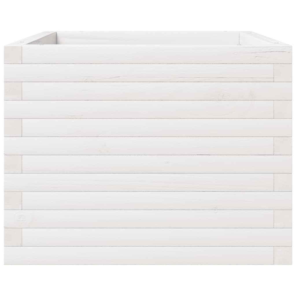 Ζαρντινιέρα Κήπου Λευκή 60x60x49,5 εκ. από Μασίφ Ξύλο Πεύκου