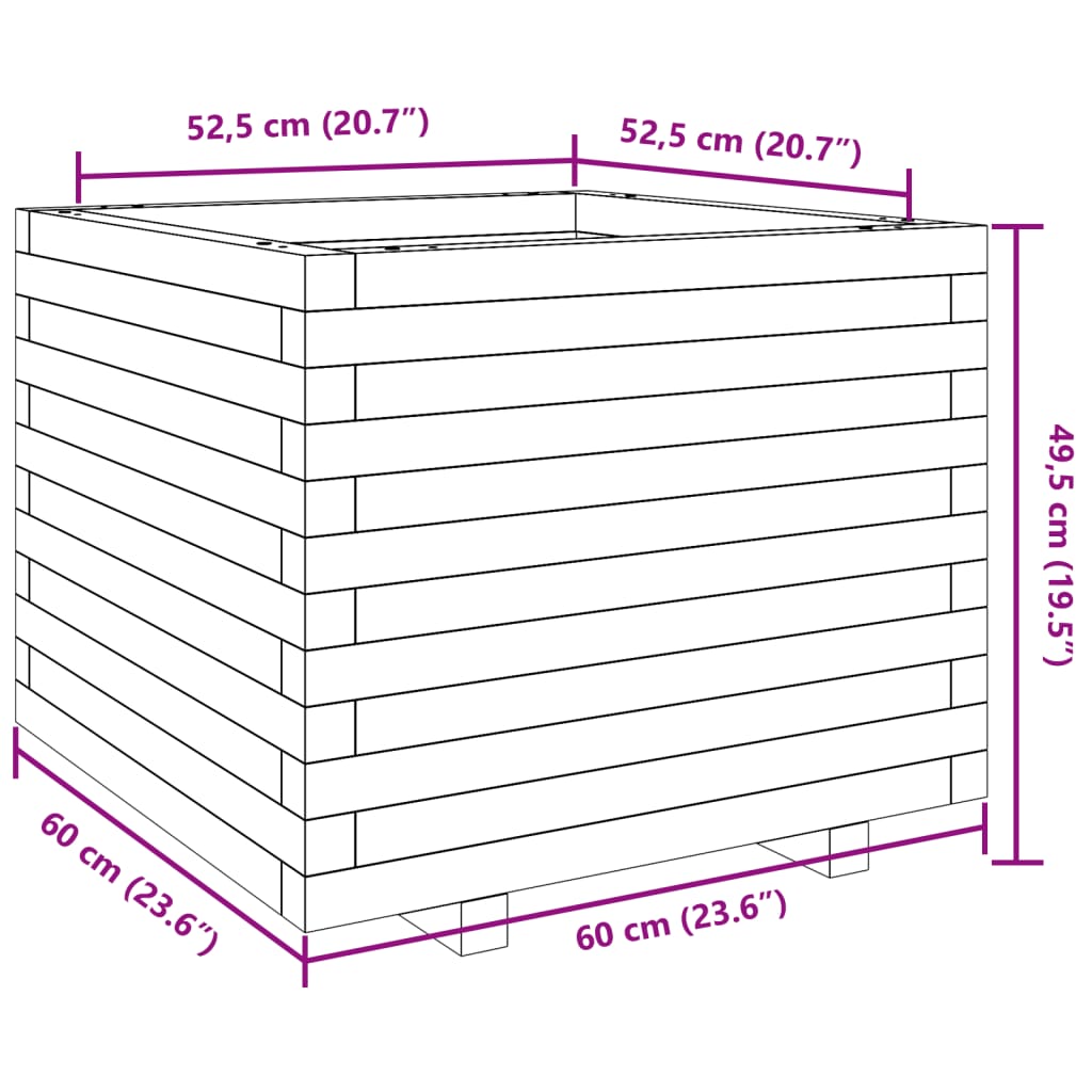 Ζαρντινιέρα Κήπου 60x60x49,5 εκ. από Εμποτισμένο Ξύλο Πεύκου