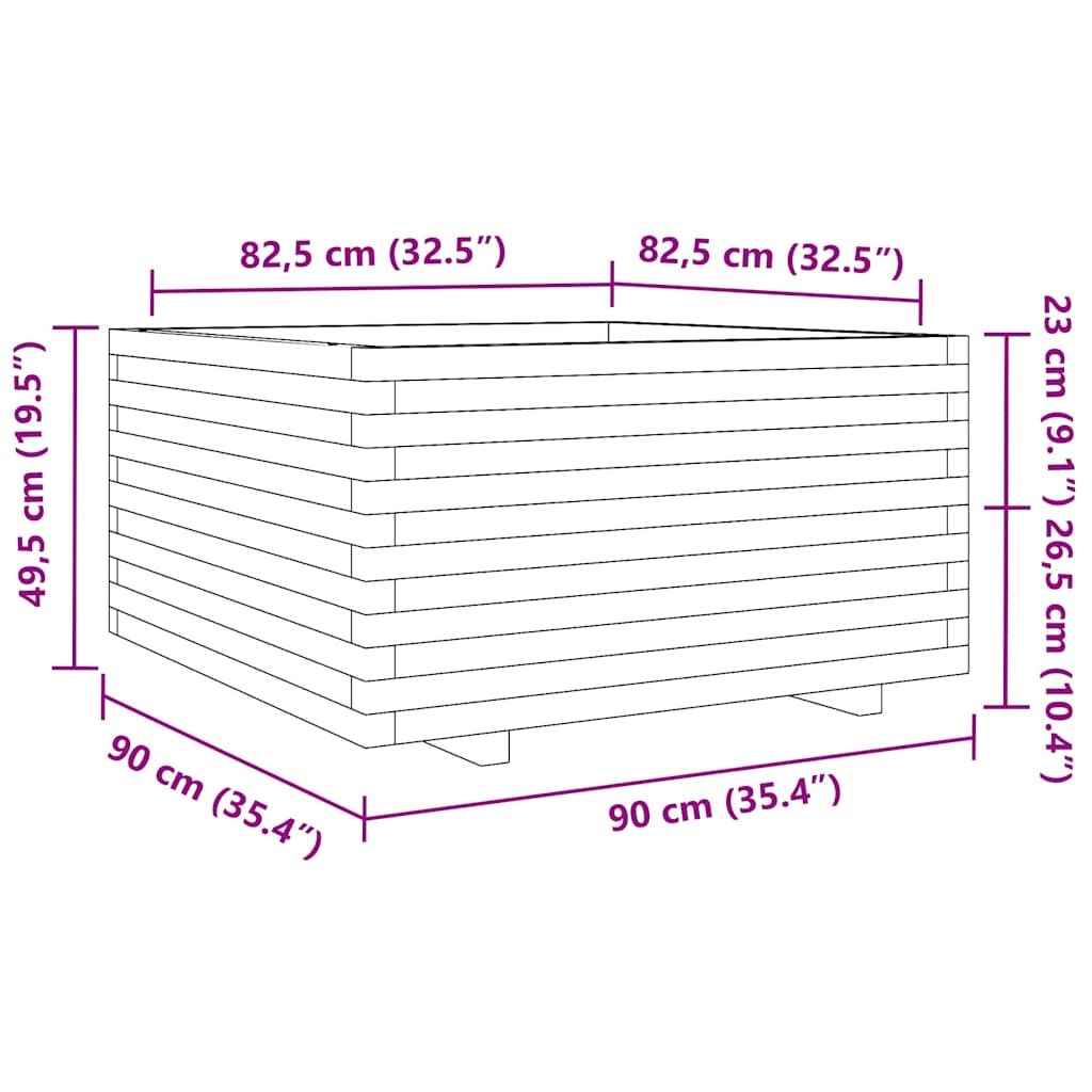 Ζαρντινιέρα Κήπου 90x90x49,5 εκ από Μασίφ Ξύλο Πεύκου - Pakobazaar