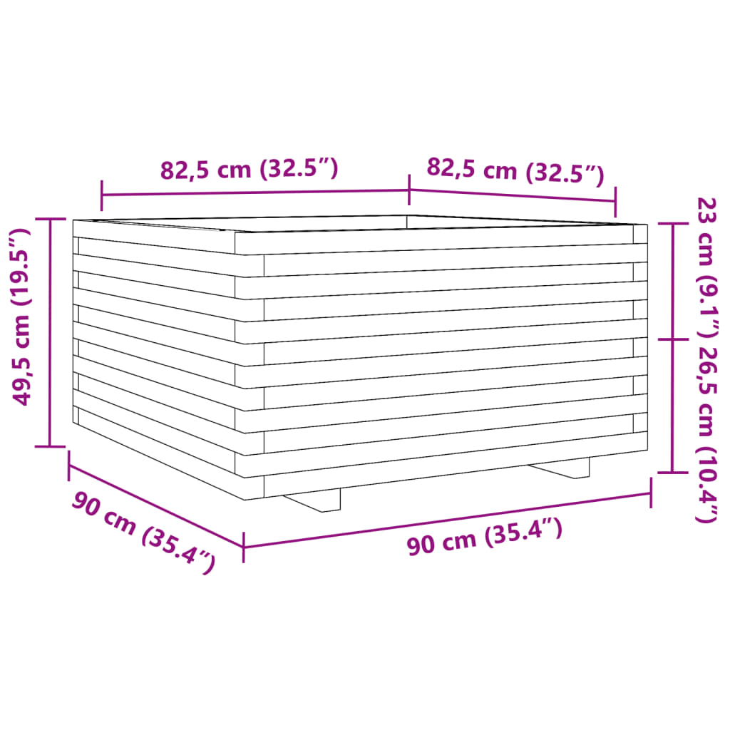 Ζαρντινιέρα Κήπου 90x90x49,5 εκ. από Εμποτισμένο Ξύλο Πεύκου - Pakobazaar