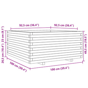 Ζαρντινιέρα Καφέ Κεριού 100x100x49,5 εκ. από Μασίφ Ξύλο Πεύκου