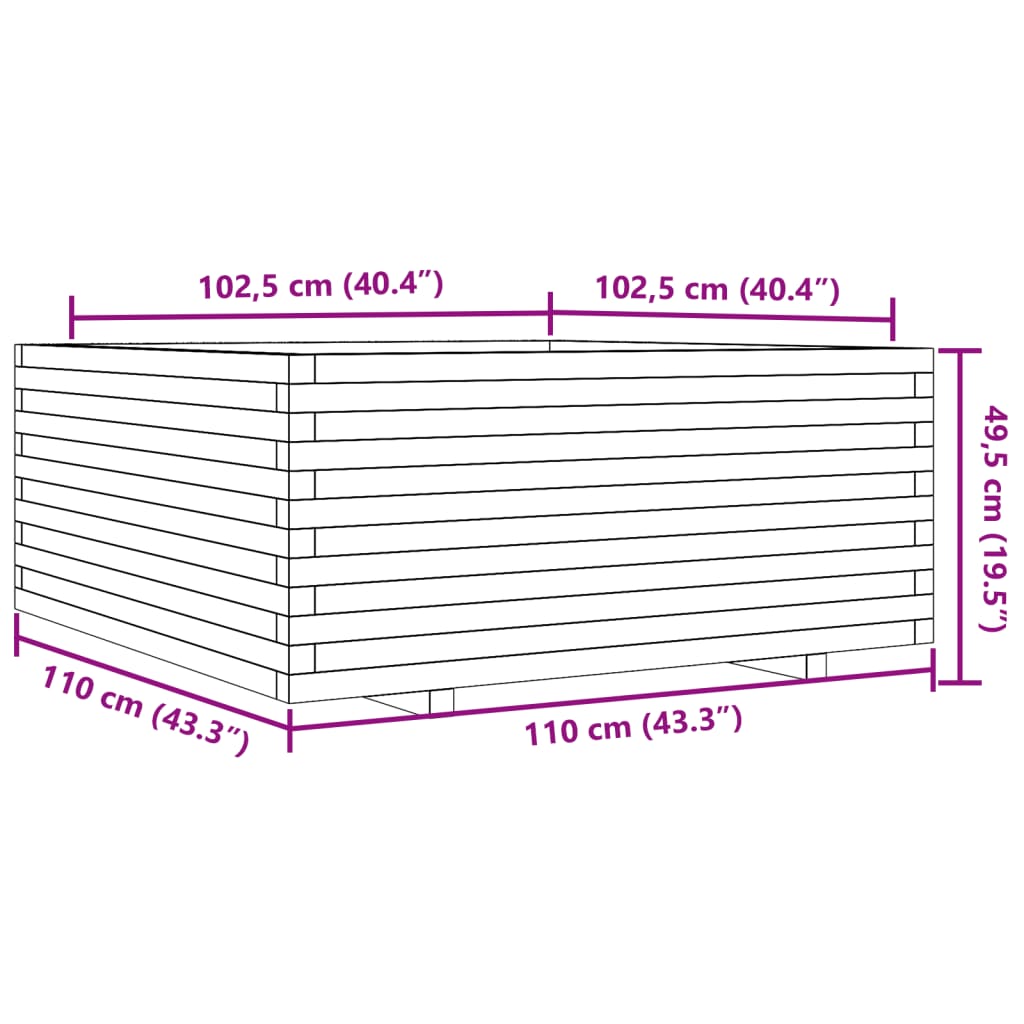 Ζαρντινιέρα Κήπου 110x110x49,5 εκ. από Μασίφ Ξύλο Ψευδοτσούγκας