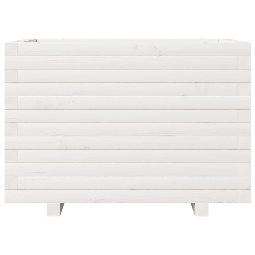 Ζαρντινιέρα Κήπου Λευκή 70x40x49,5 εκ. από Μασίφ Ξύλο Πεύκου