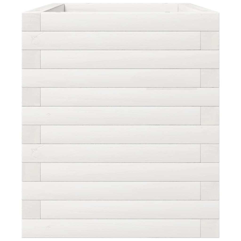 Ζαρντινιέρα Κήπου Λευκή 70x40x49,5 εκ. από Μασίφ Ξύλο Πεύκου