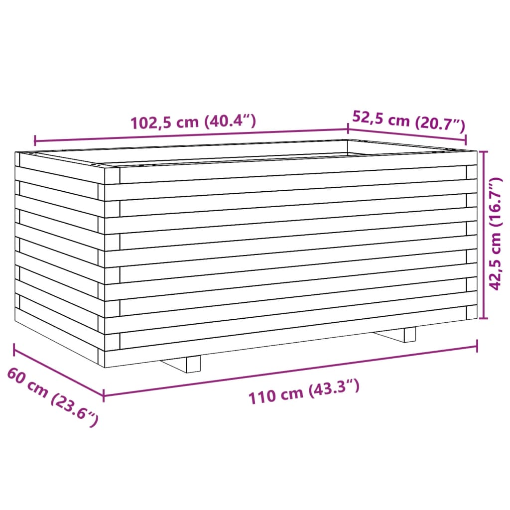 Ζαρντινιέρα Κήπου 110x60x49,5 εκ. από Μασίφ Ξύλο Ψευδοτσούγκας