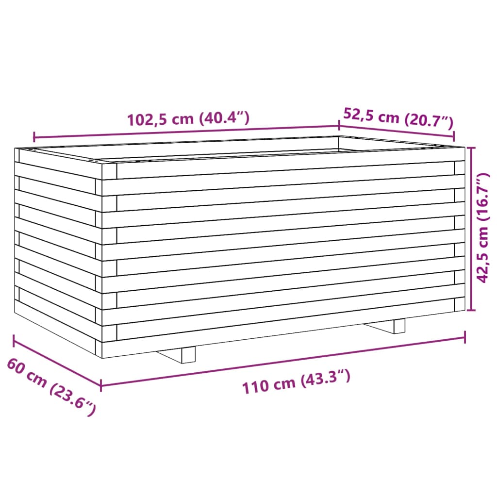 Ζαρντινιέρα Κήπου 110x60x49,5 εκ. από Εμποτισμένο Ξύλο Πεύκου
