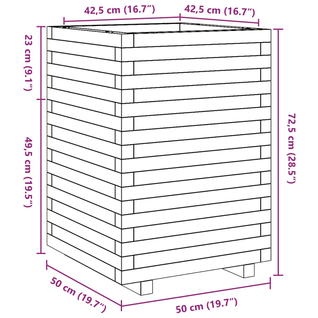 Ζαρντινιέρα Καφέ Κεριού 50x50x72,5 εκ. από Μασίφ Ξύλο Πεύκου