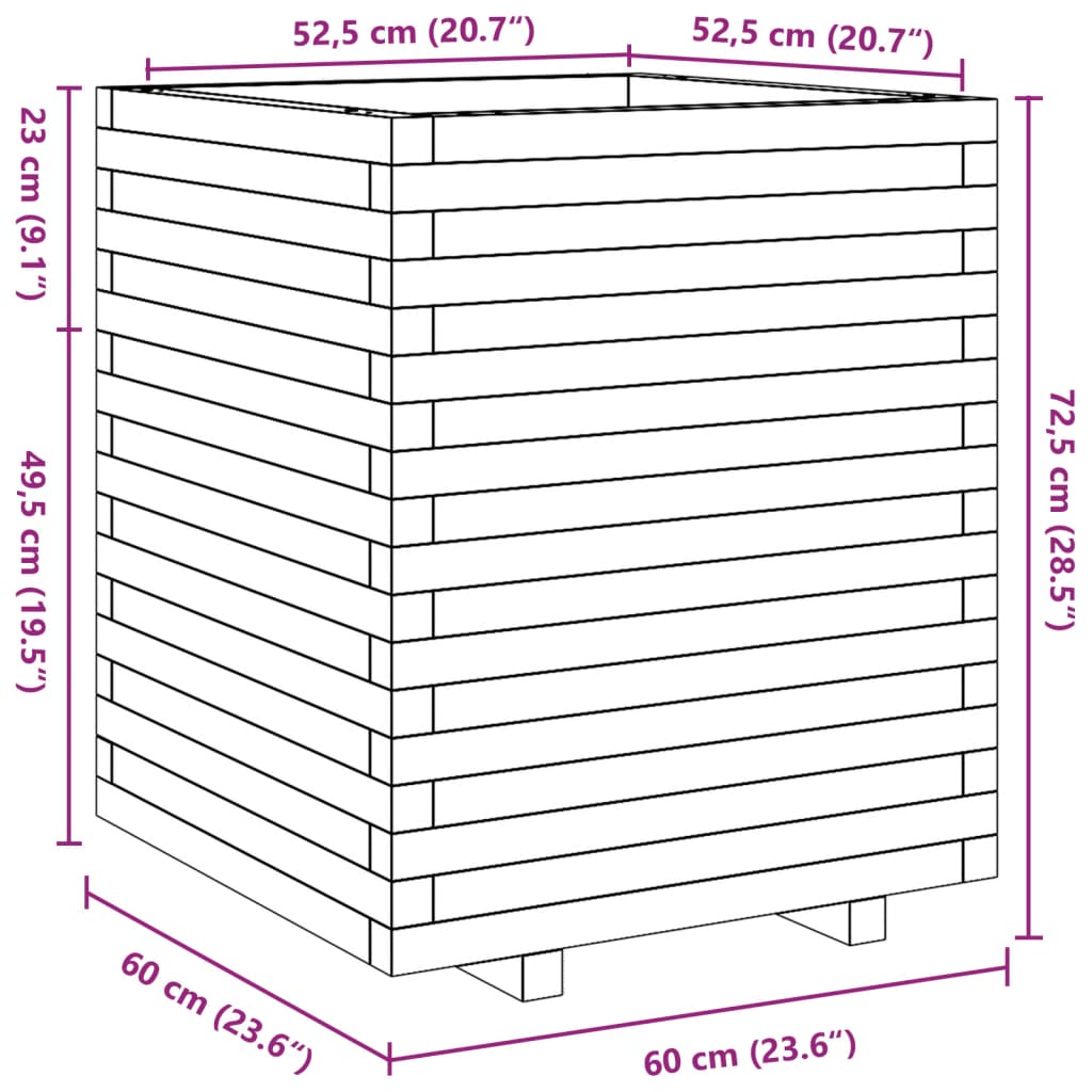 Ζαρντινιέρα Καφέ Κεριού 60x60x72,5 εκ. από Μασίφ Ξύλο Πεύκου