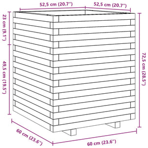 Ζαρντινιέρα Καφέ Κεριού 60x60x72,5 εκ. από Μασίφ Ξύλο Πεύκου