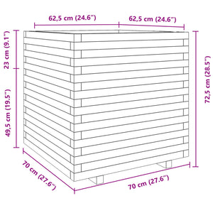 Ζαρντινιέρα Κήπου Λευκή 70x70x72,5 εκ. από Μασίφ Ξύλο Πεύκου