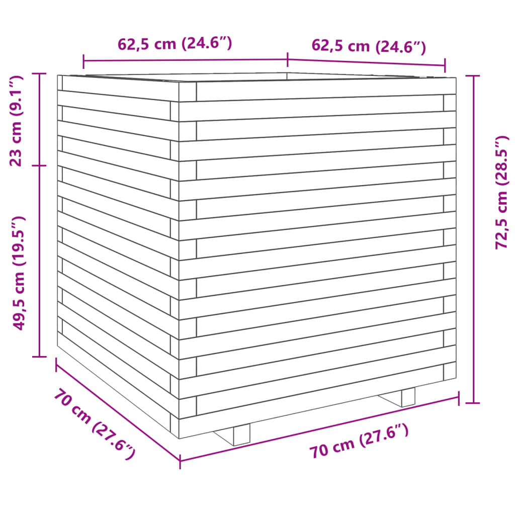 Ζαρντινιέρα Καφέ Κεριού 70x70x72,5 εκ. από Μασίφ Ξύλο Πεύκου