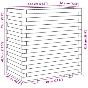 Ζαρντινιέρα Κήπου Λευκή 70x40x72,5 εκ. από Μασίφ Ξύλο Πεύκου