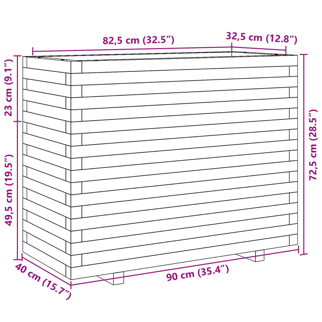 Ζαρντινιέρα Κήπου 90x40x72,5 εκ. από Εμποτισμένο Ξύλο Πεύκου