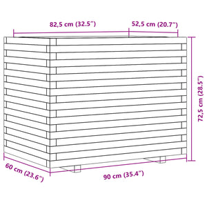 Ζαρντινιέρα Κήπου Λευκή 90x60x72,5 εκ. από Μασίφ Ξύλο Πεύκου