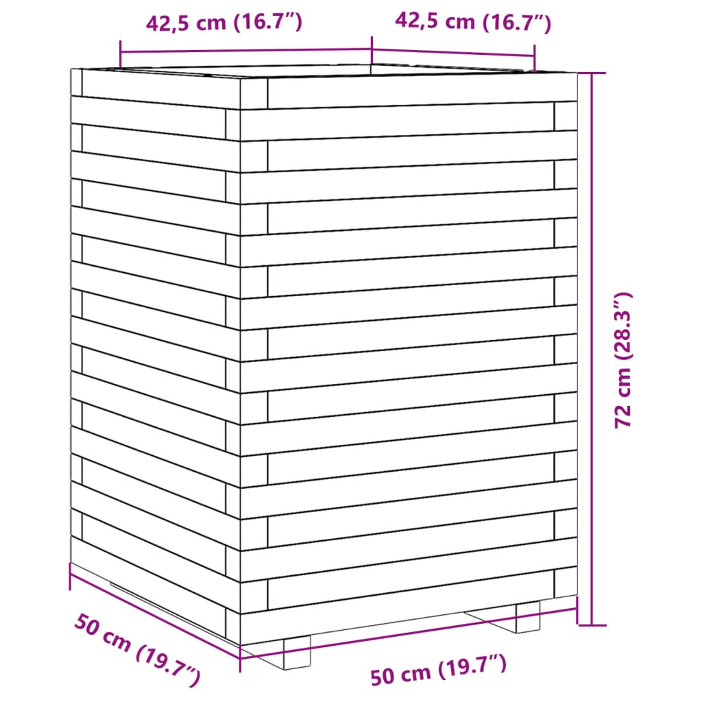 Ζαρντινιέρα Κήπου Λευκή 50x50x72 εκ. από Μασίφ Ξύλο Πεύκου