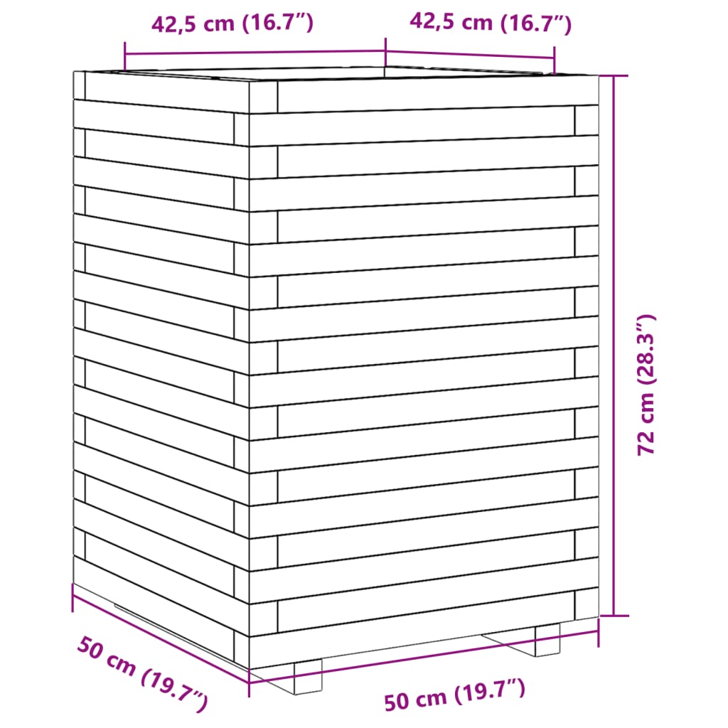 Ζαρντινιέρα Καφέ Κεριού 50x50x72 εκ. από Μασίφ Ξύλο Πεύκου