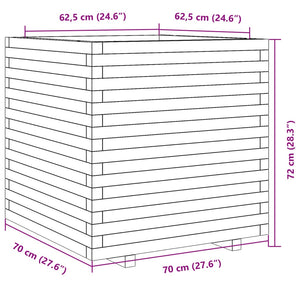 Ζαρντινιέρα Λευκή 70x70x72 εκ. από Μασίφ Ξύλο Πεύκου