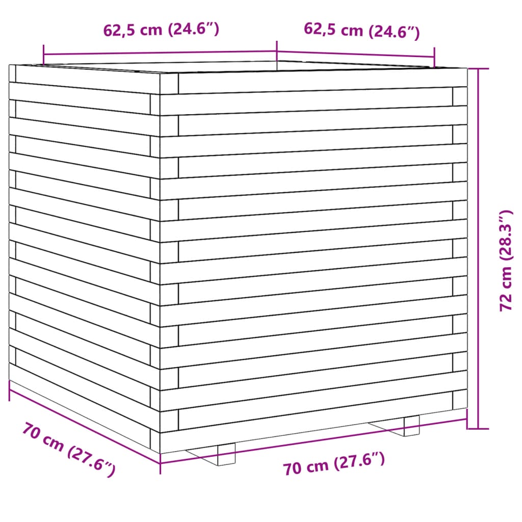 Ζαρντινιέρα 70x70x72 εκ. από Εμποτισμένο Ξύλο Πεύκου - Pakobazaar